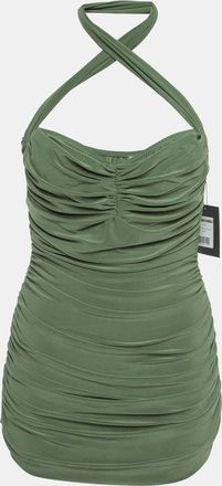 Norma Kamali Green Gathered Jersey Bill Mio Swimsuit