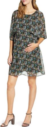 Maternal America Ruffle Overlay Maternity/Nursing Dress in Tea Garden at Nordstrom, Size X-Small