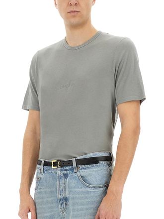 Saint Laurent Logo Cotton T-Shirt - Gray
