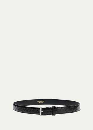 Nili Lotan Sloane Lizard-Embossed Leather Belt