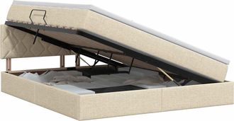 vidaXL Cama Con Almacenamiento Y Colch&oacute;n Crema 160 X 200 Cm Terciopelo Vidaxl