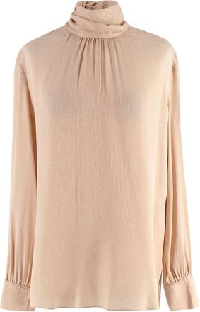 Fendi Golden Beige Blouse with Neck Tie Size XS