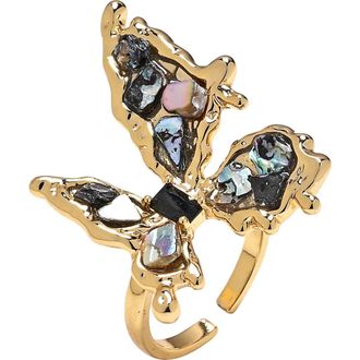 Eye Candy Los Angeles Rena Butterfly Statement Ring in Gold at Nordstrom Rack