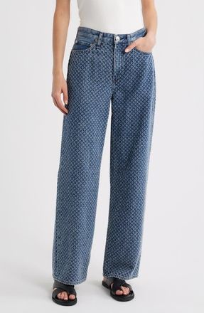 Rag & Bone Logan Textured Wide Leg Jeans in Blue Textured Denim at Nordstrom, Size 26