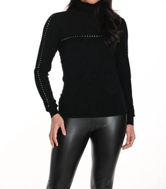 Frank Lyman Design Embellishments Turtleneck Top In Black