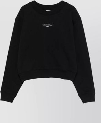 Maison Kitsun&eacute; logo cotton sweatshirt crew neck cropped