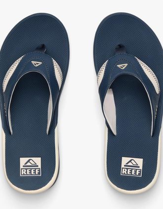 Reef Mens Reef FANNING Mens Toe-Post Sandals Navy/Oat - Blue - Size: 11