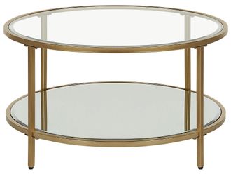Beliani Beliani - Tavolino Rotondo Piano In Vetro Temperato E Metallo Oro &Oslash; 70 Cm Birney