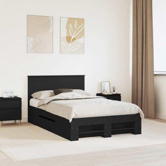 vidaXL Estructura De Cama Negro 137 X 203 Cm Madera De Ingenier&iacute;a Vidaxl