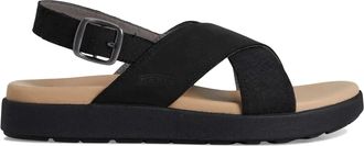 Keen Womens Elle Luxe Cross Strap Cute Comfortable Leather Sandals, Black/Black, 8.5
