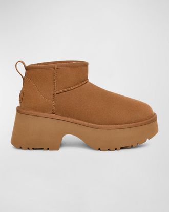 UGG Mini New Heights Suede Ankle Booties