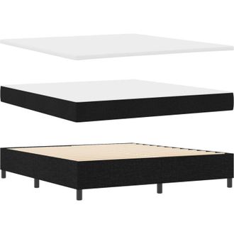 vidaXL Cama Con Base De Muelles Con Colch&oacute;n Y Banco Negro 180x200 Cm Tela Vidaxl
