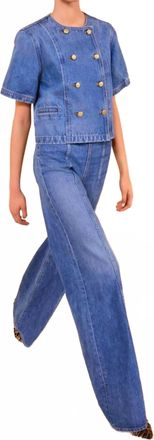 Ulla Johnson Serge Short Sleeve Jacket In Danube