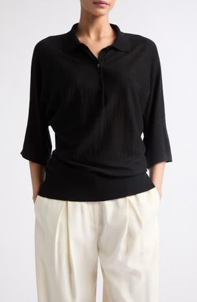 Lisa Yang Norie Cashmere Polo Sweater in Black at Nordstrom, Size 0