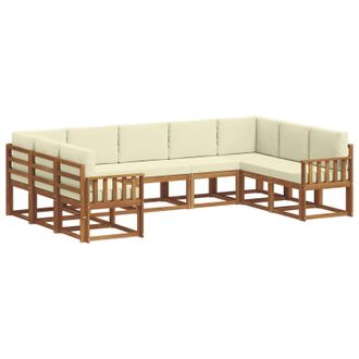 vidaXL Conjunto De Sof&aacute;s De Exterior Con Coj&iacute;n 9 Pcs Natural Y Crema Vidaxl