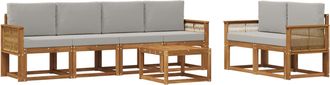 vidaXL Conjunto De Sof&aacute;s De Exterior 7 Uds. Natural Y Gris Claro Vidaxl