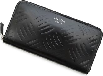 Prada Black Leather Long Wallet (Bi-Fold) (Pre-Owned)