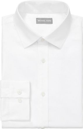 Michael Kors Dress Shirt Mens White Cotton Linen Slim Fit FTS240