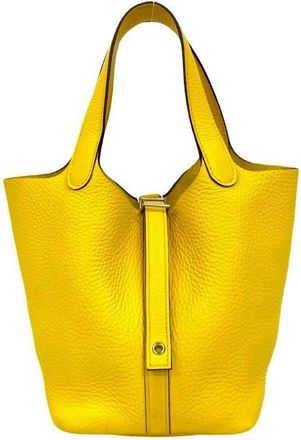 Hermès Yellow Taurillon Clemence Leather Handbag Tote Bag (Pre-Owned)