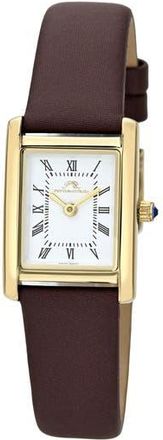 Porsamo Bleu Karolina Leather Strap Watch, 21.5mm x 30mm in Brown/Gold at Nordstrom Rack