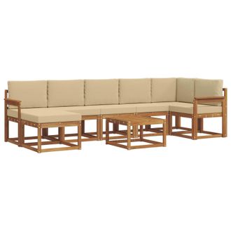 vidaXL Conjunto De Sof&aacute;s De Exterior Con Coj&iacute;n 8 Pcs Natural Y Beige Vidaxl