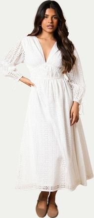 Oasis Petite Front Puff Sleeve Midi Dress in White at Nordstrom, Size 14