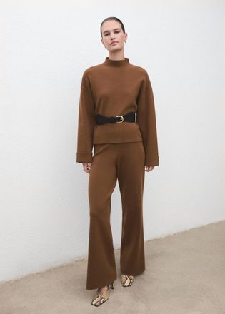 Mango Pantaloni maglia cotone lino caramello - Donna - XS - MANGO