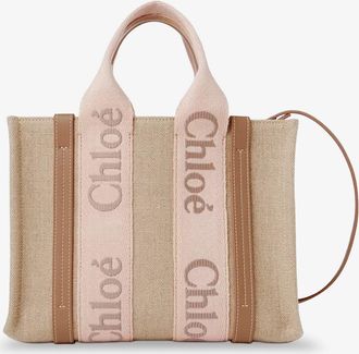 Chlo&eacute; Tote bag Woody in tela di lino e pelle - CHLOE - gender_Woman