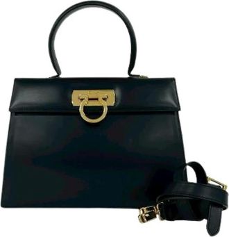 Ferragamo Pre-owned Handbags, female, Blue, Size: ONE SIZE Pre-owned Leather 2way Handbag