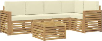 vidaXL Conjunto De Sof&aacute;s De Exterior 6 Uds. Blanco Y Crema Poli&eacute;ster Vidaxl