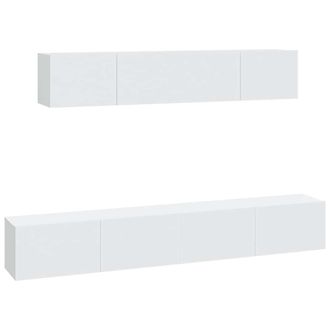 vidaXL Set De Muebles Para Tv 4 Piezas Madera Contrachapada Blanco Vidaxl
