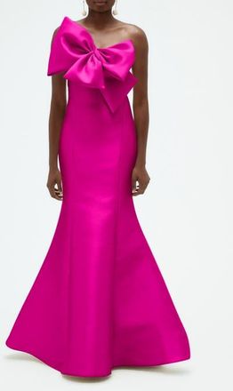Amsale Mikado Twisted Double Bow Gown in Fuchsia at Nordstrom, Size 16