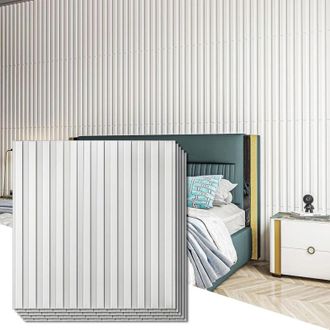 OEM Panel De Pared Con Listones, Panel Texturizado Con Ranuras 3d, 12 Piezas, 30 X 30 Cm, Blanco