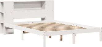 vidaXL Cama Con Estanter&iacute;a Sin Colch&oacute;n Madera Maciza Blanca 150x200 Cm Vidaxl