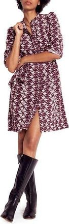 Boden Bre Corduroy Short Dress in Dark Cherry Swooping Swallow at Nordstrom Rack, Size 10