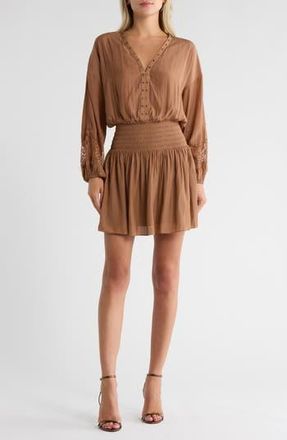 Ramy Brook Vaira Studded Long Sleeve Minidress in Caramel at Nordstrom Rack, Size Medium