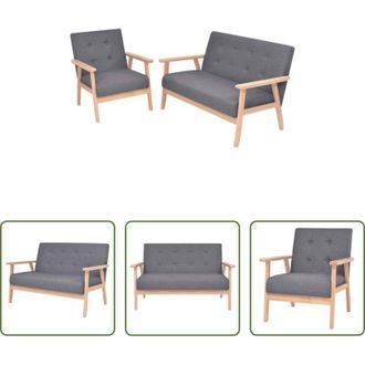 vidaXL Poltrona - Set di Divani 2 pz in Tessuto Grigio Scuro