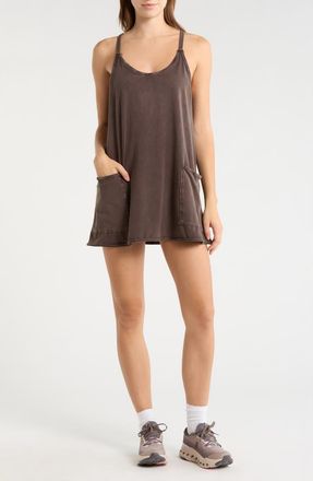 Free People FP Movement Hot Shot Racerback Romper in Chocolate at Nordstrom, Size X-Small Regular