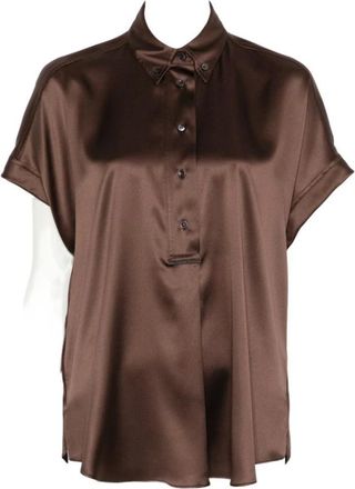 Brunello Cucinelli Brunello Cucinelli, Shirts, female, Brown, Size: XS Silk Shirt