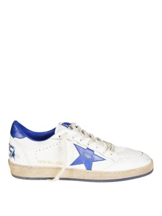 Golden Goose White Ballstar Distressed Leather Star Low-Top Sneakers