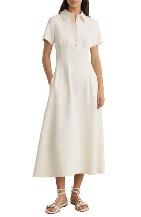 Reiss Mari Pleated Shirtdress in Cream at Nordstrom, Size 10 Us