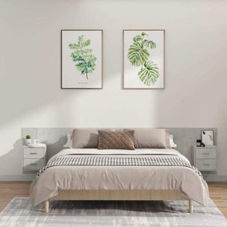 vidaXL Vidaxl - Testiera Letto con Comodini in Legno Multistrato Grigio Cemento