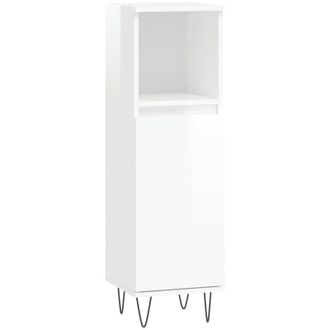 vidaXL Armario De Ba&ntilde;o Madera Contrachapada Blanco Brillo 30x30x100 Cm Vidaxl