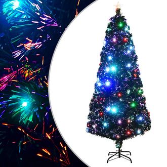 vidaXL &Aacute;rbol De Navidad Preiluminado Con Soporte Y Led Fibra &Oacute;ptica 210 Cm Vidaxl