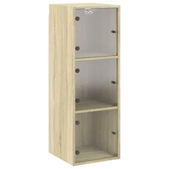 vidaXL Mueble De Pared Puertas De Vidrio Roble Sonoma 35x37x100 Cm Vidaxl