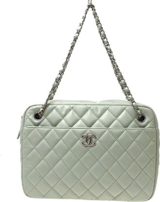 Chanel Camera Case Quilted Lambskin Blue Leather Handbag (Pre-Owned)