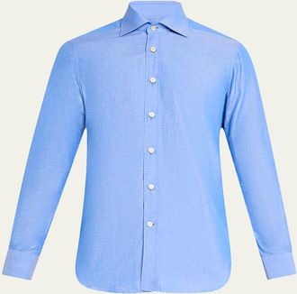 Kiton Mens Heathered Cotton Dress Shirt