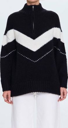 Pistola Denim Arden Chevron Colorblock Sweater In Black Vanilla Ice