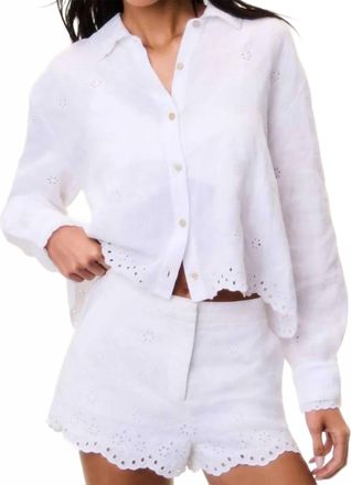 LoveShackFancy Jodine Eyelet Shorts In Optic White