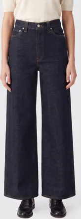 Khaite Jeans Dane a gamba larga in denim di cotone con vita alta